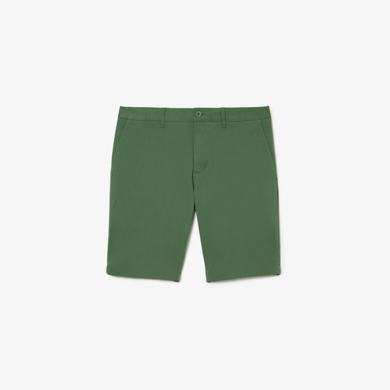 Men's Lacoste Slim Fit Stretch Cotton Shorts Khaki Green | GKQ604213