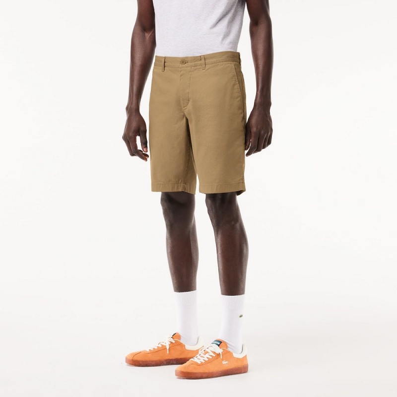 Men's Lacoste Slim Fit Stretch Cotton Shorts Beige | EWK967302