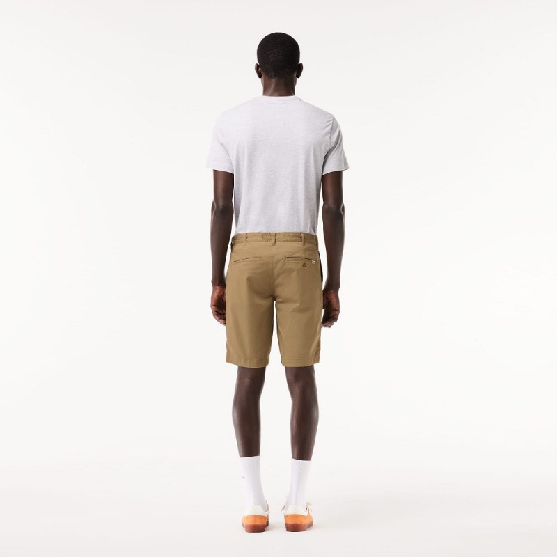 Men's Lacoste Slim Fit Stretch Cotton Shorts Beige | EWK967302