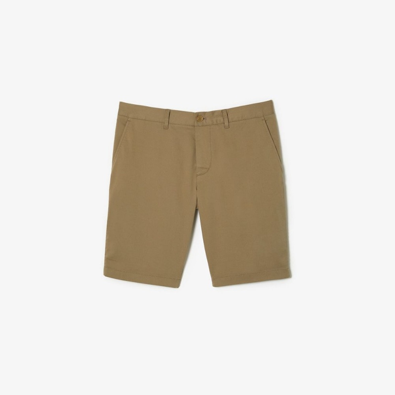 Men's Lacoste Slim Fit Stretch Cotton Shorts Beige | EWK967302