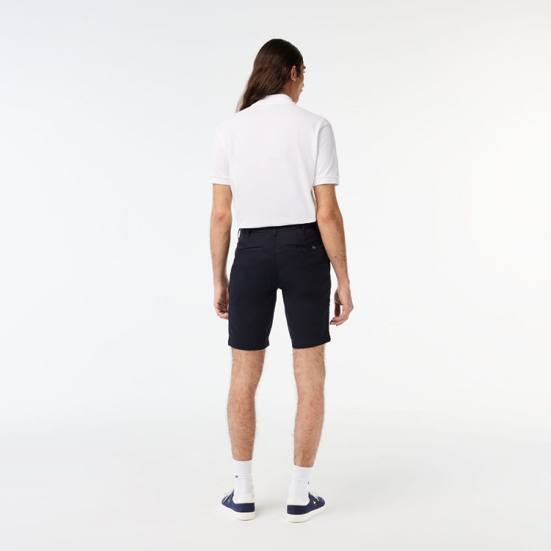 Men's Lacoste Slim Fit Stretch Cotton Shorts Abysm blue | CGR352781