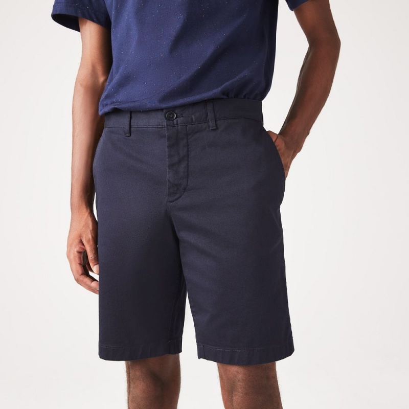 Men's Lacoste Slim Fit Stretch Cotton Shorts Abysm blue | CGR352781