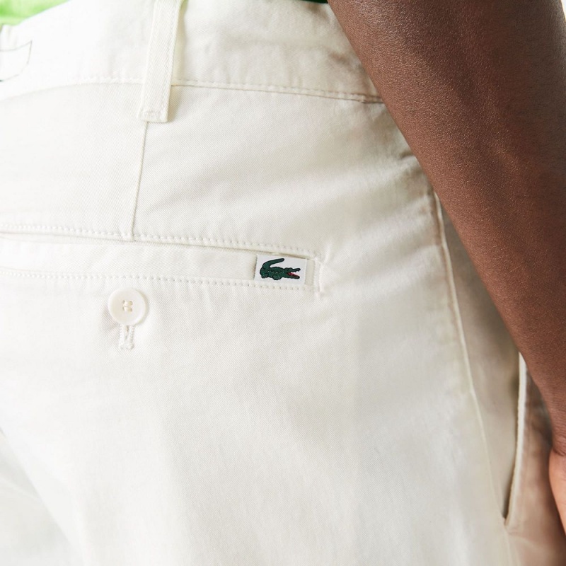 Men's Lacoste Slim Fit Stretch Cotton Shorts White | QRU569043