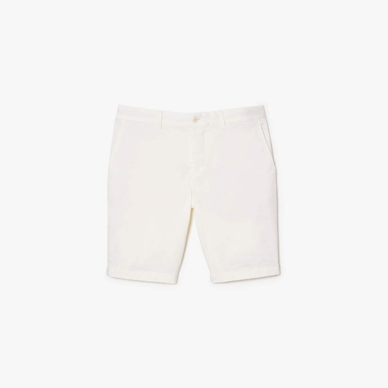 Men's Lacoste Slim Fit Stretch Cotton Shorts White | QRU569043