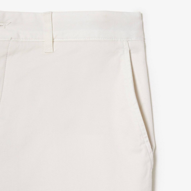 Men's Lacoste Slim Fit Stretch Cotton Shorts White | QRU569043