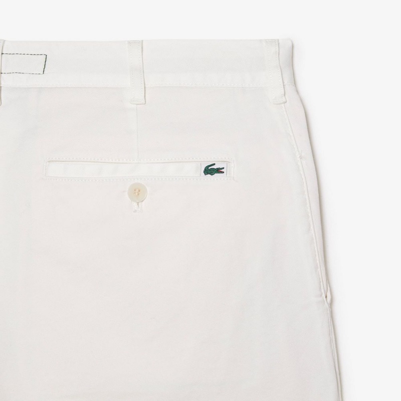 Men's Lacoste Slim Fit Stretch Cotton Shorts White | QRU569043