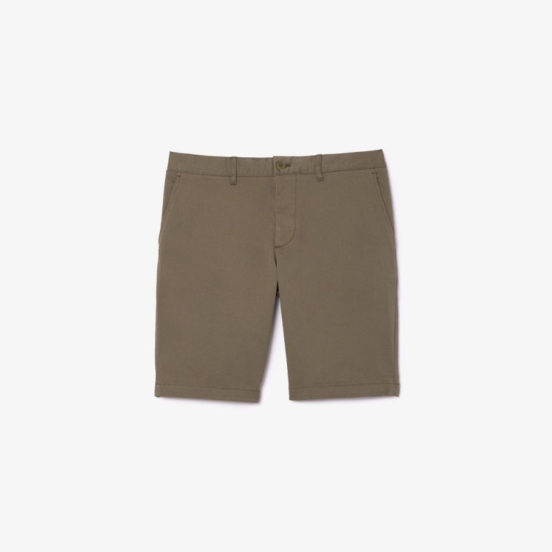 Men's Lacoste Slim Fit Stretch Cotton Shorts Khaki Green | OTU129876