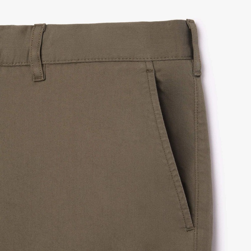 Men's Lacoste Slim Fit Stretch Cotton Shorts Khaki Green | OTU129876