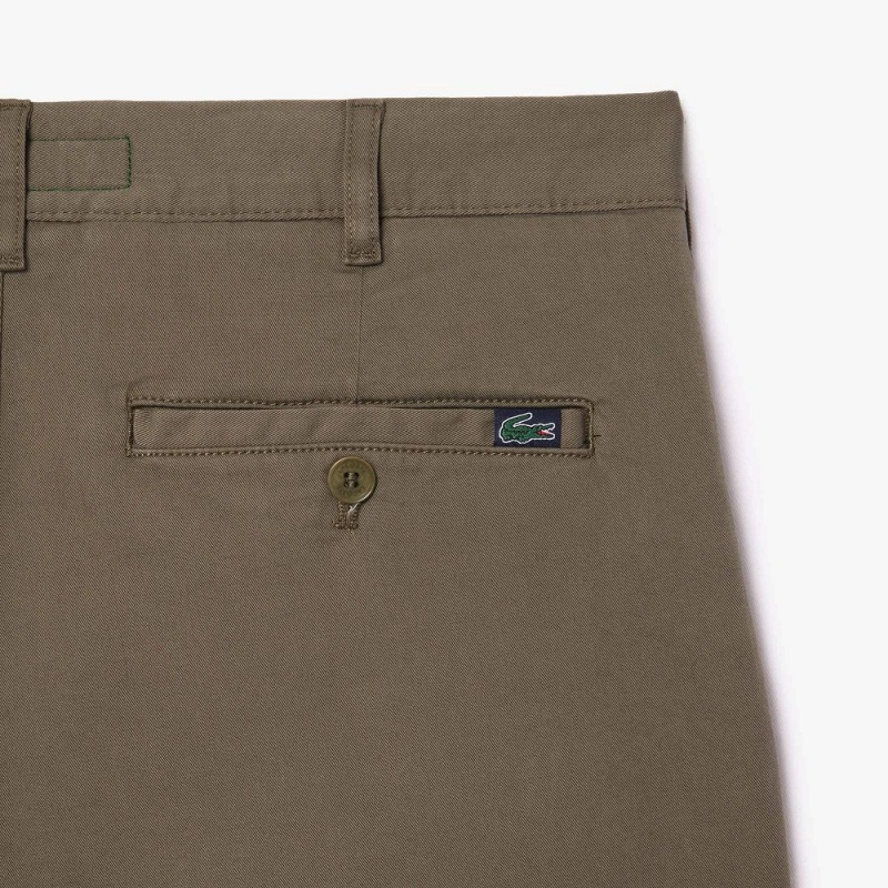 Men's Lacoste Slim Fit Stretch Cotton Shorts Khaki Green | OTU129876