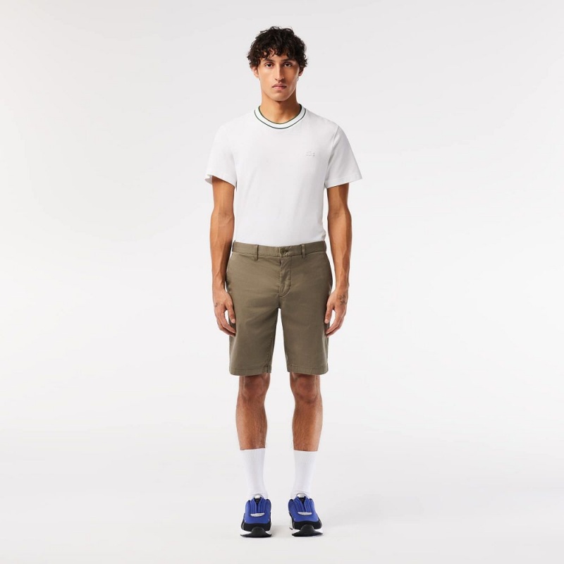 Men\'s Lacoste Slim Fit Stretch Cotton Shorts Khaki Green | OTU129876