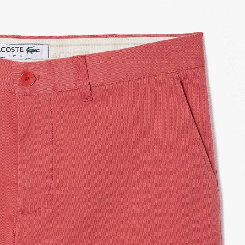 Men's Lacoste Slim Fit Stretch Cotton Shorts Pink | AYM507189