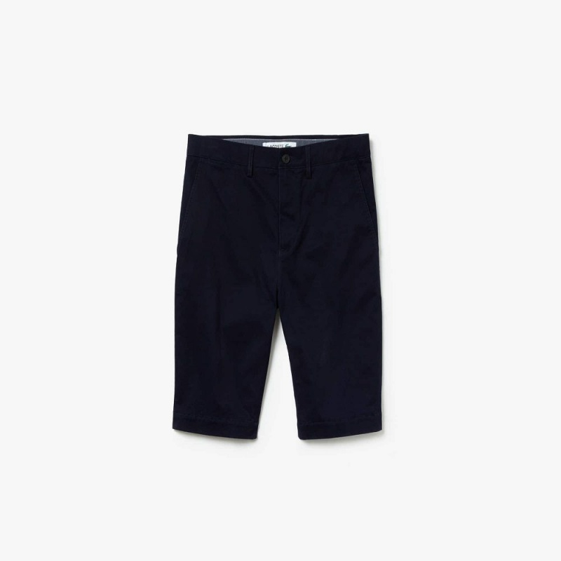 Men's Lacoste Slim Fit Stretch Gabardine Shorts Navy Blue | WXD756021