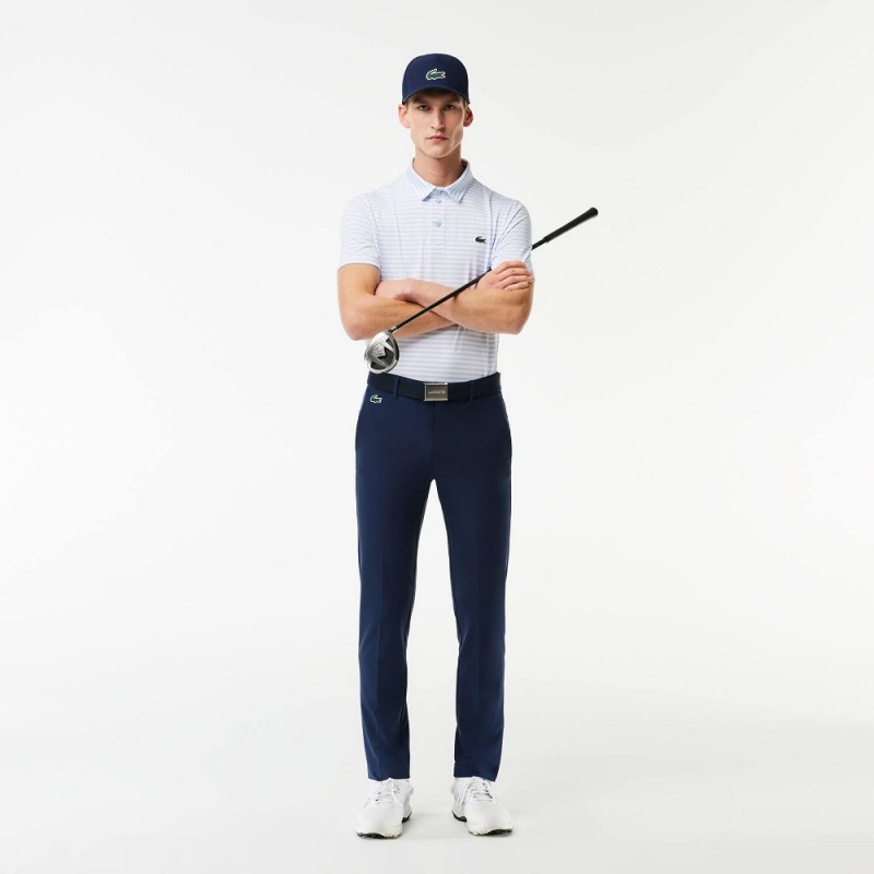 Men's Lacoste Slim Fit Sweat-Wicking Twill Golf Pants Navy Blue | KDY327541