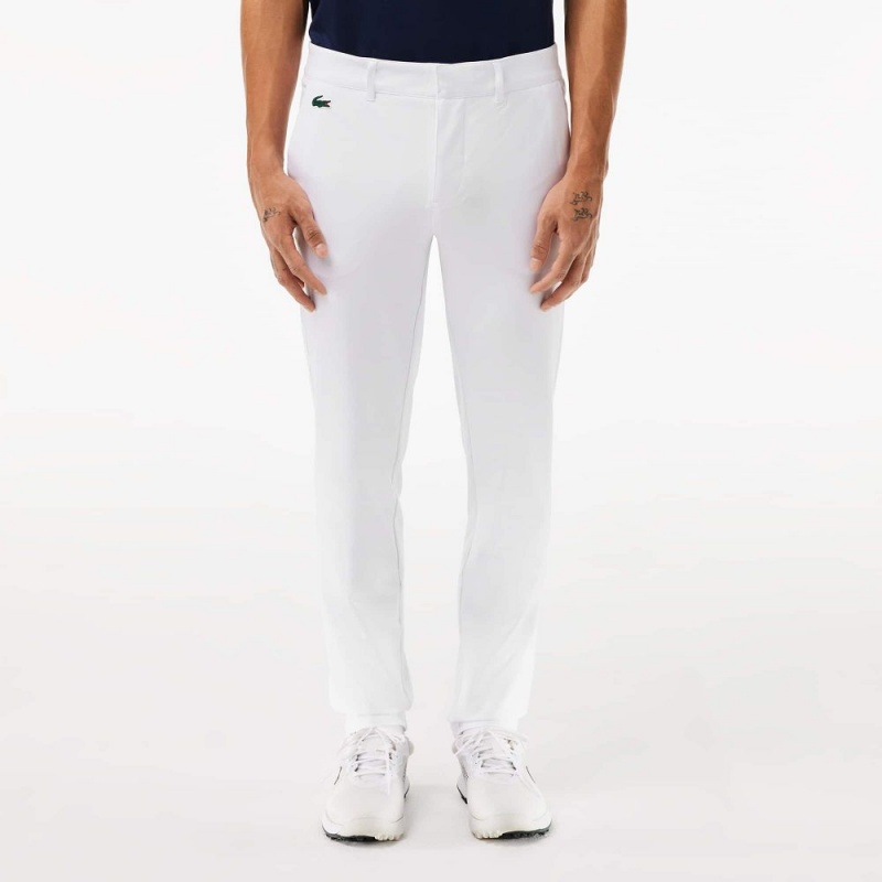 Men's Lacoste Slim Fit Sweat-Wicking Twill Golf Pants White | DTY406738