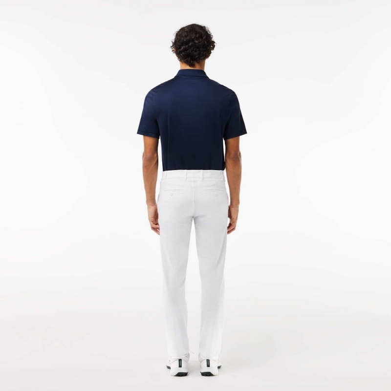 Men's Lacoste Slim Fit Sweat-Wicking Twill Golf Pants White | DTY406738