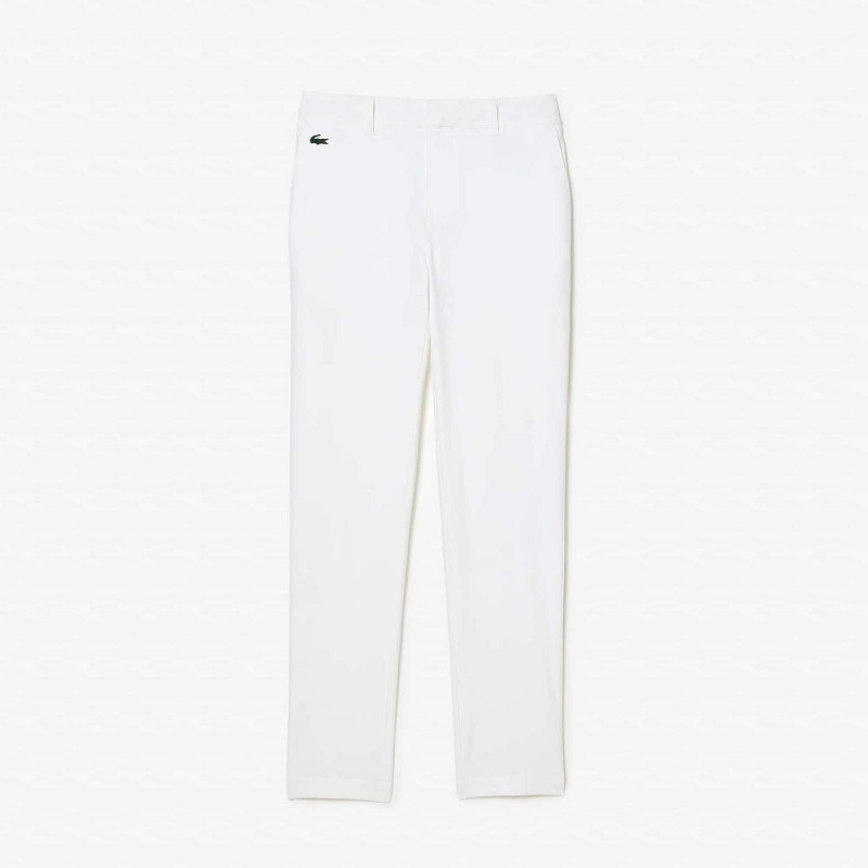 Men's Lacoste Slim Fit Sweat-Wicking Twill Golf Pants White | DTY406738