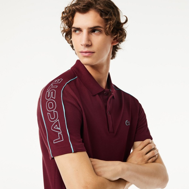 Men's Lacoste Slim Fit Tech Piqué Lacoste Movement Polo Shirts Bordeaux Blue | ZHR957612