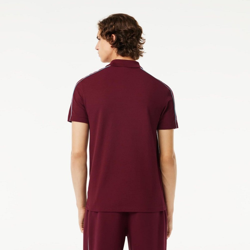 Men's Lacoste Slim Fit Tech Piqué Lacoste Movement Polo Shirts Bordeaux Blue | ZHR957612