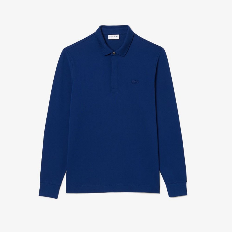 Men's Lacoste Smart Paris Long Sleeve Stretch Cotton Polo Shirts Methylene blue | HVJ814325