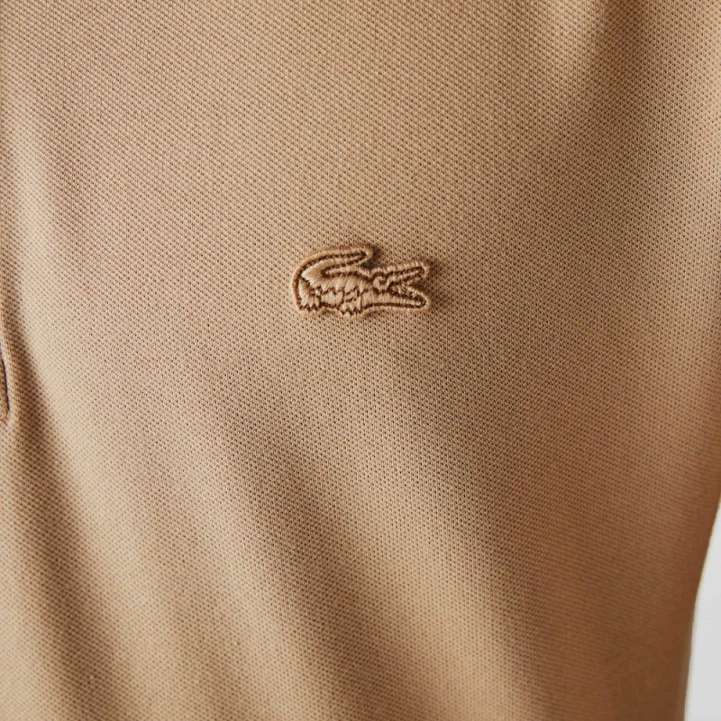 Men's Lacoste Smart Paris Long Sleeve Stretch Cotton Polo Shirts Beige | KSL302697