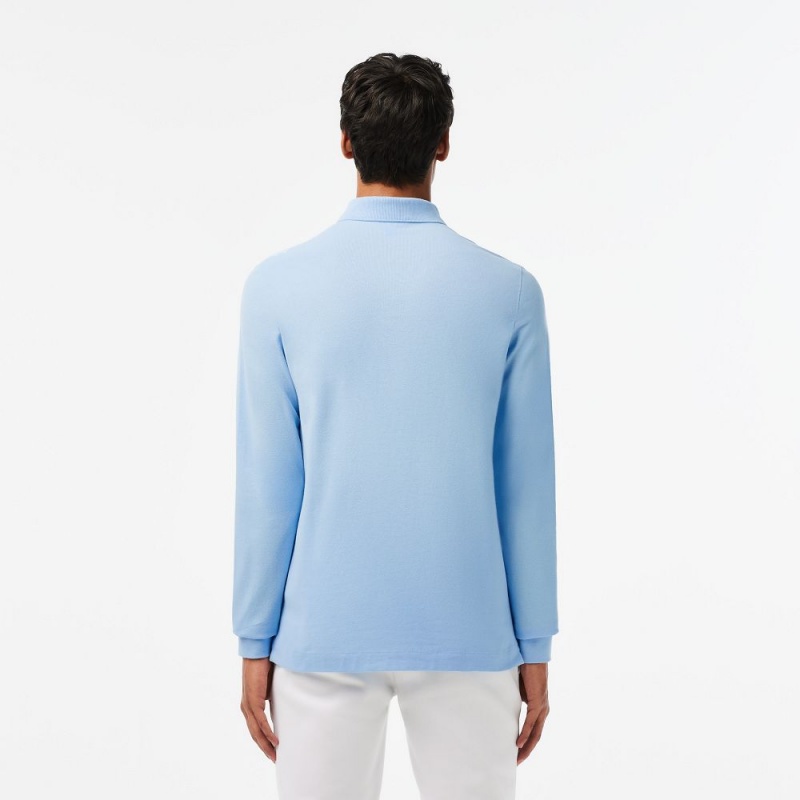 Men's Lacoste Smart Paris Long Sleeve Stretch Cotton Polo Shirts Pastel blue | QZD380975