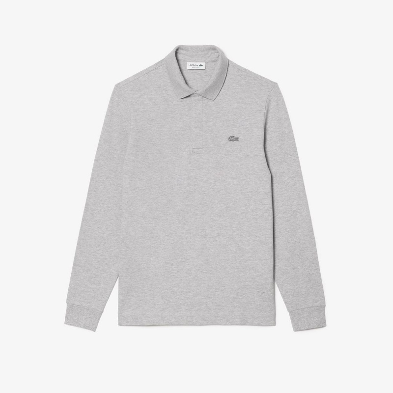 Men's Lacoste Smart Paris Long Sleeve Stretch Cotton Polo Shirts Grey Chine | CHR935127