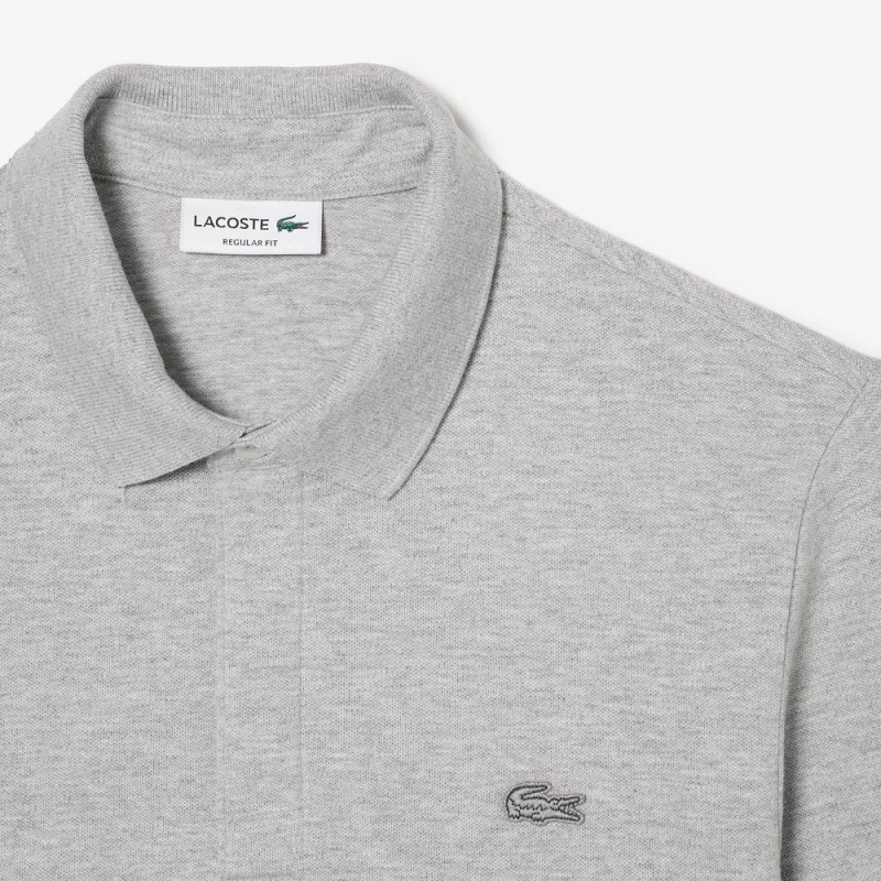 Men's Lacoste Smart Paris Long Sleeve Stretch Cotton Polo Shirts Grey Chine | CHR935127