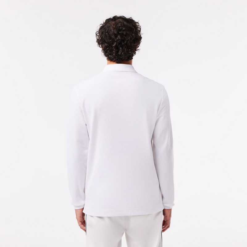 Men's Lacoste Smart Paris Long Sleeve Stretch Cotton Polo Shirts White | BRC345720