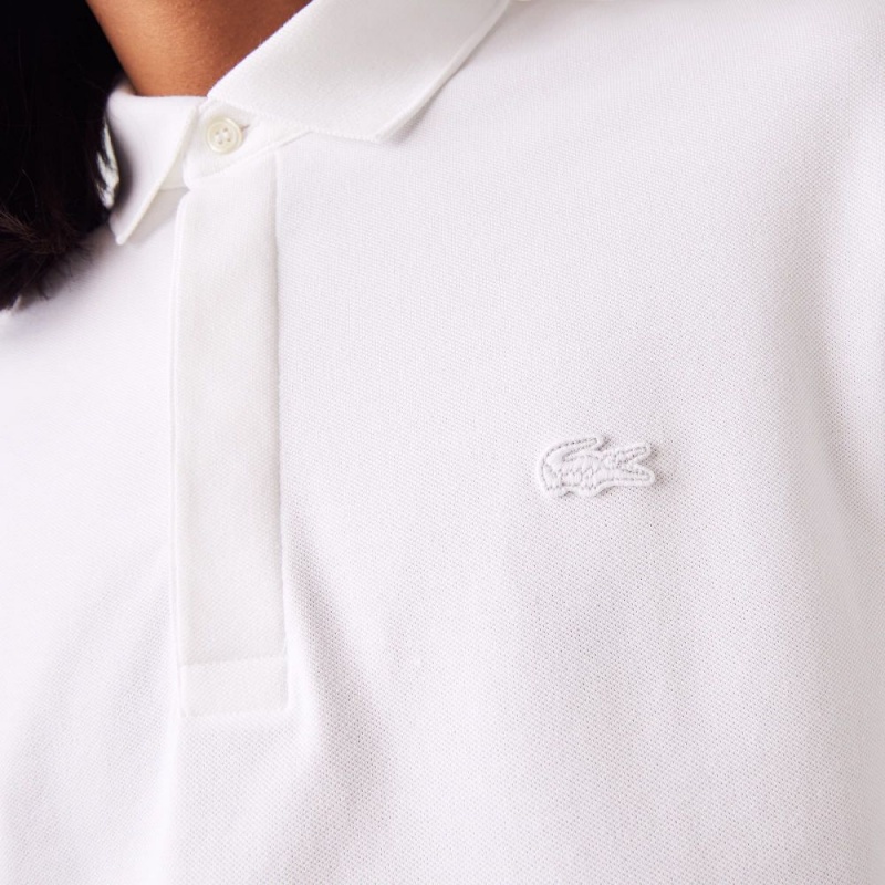 Men's Lacoste Smart Paris Long Sleeve Stretch Cotton Polo Shirts White | BRC345720