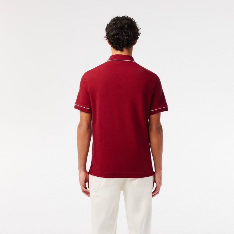 Men's Lacoste Smart Paris Stretch Cotton Contrast Trim Polo Shirts Bordeaux | NCW049132