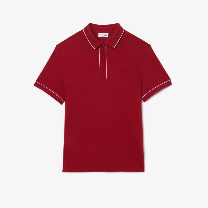 Men's Lacoste Smart Paris Stretch Cotton Contrast Trim Polo Shirts Bordeaux | NCW049132