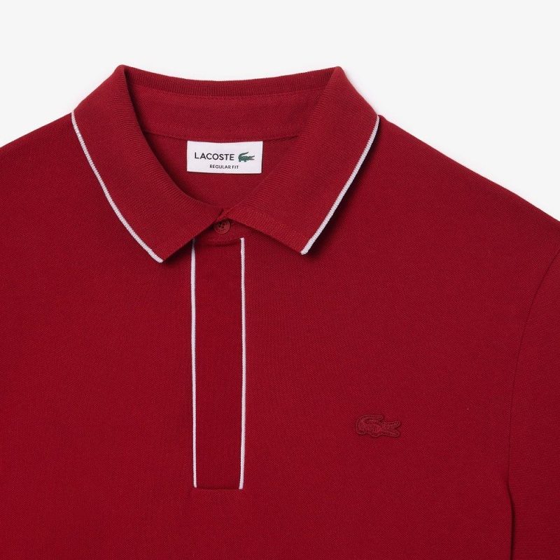 Men's Lacoste Smart Paris Stretch Cotton Contrast Trim Polo Shirts Bordeaux | NCW049132