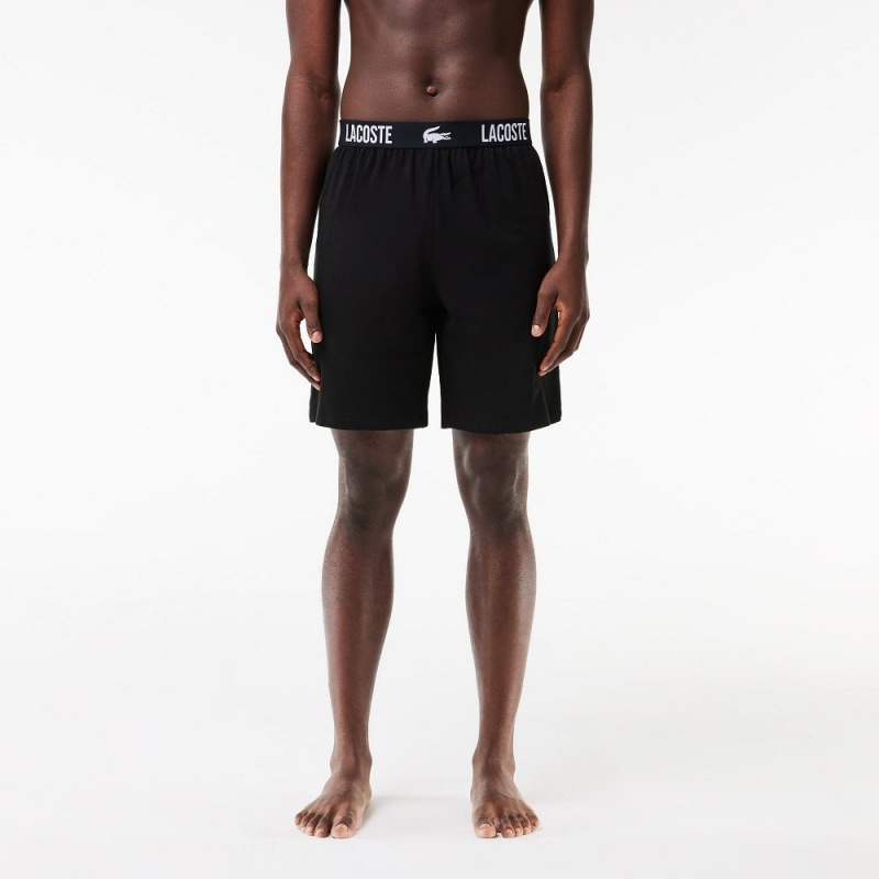 Men's Lacoste Soft Cotton Jersey Shorts Pajamas Black | NVM265910