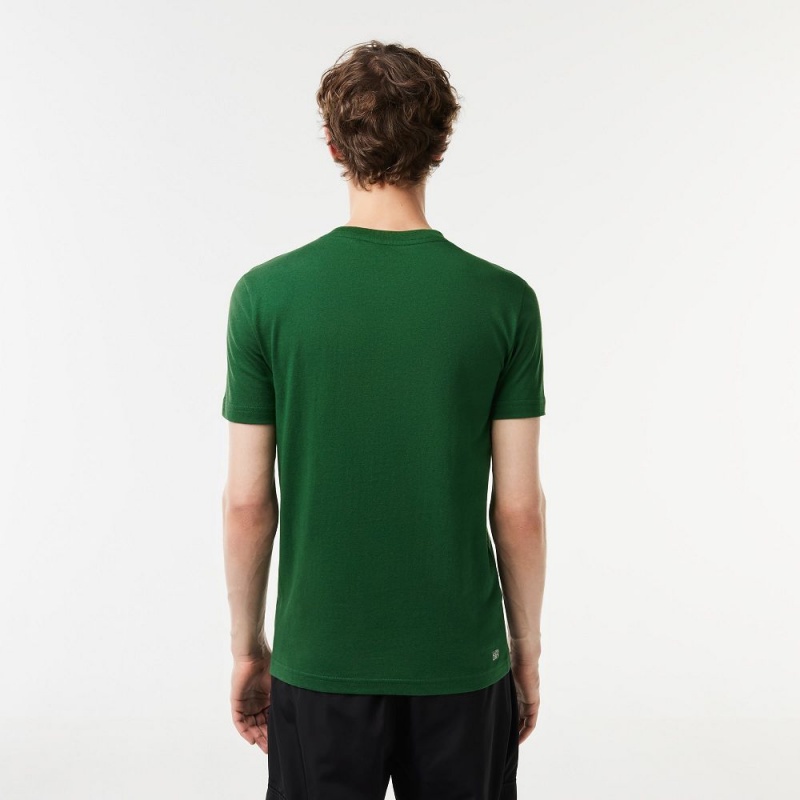 Men's Lacoste Sport 3D Print Croc Jersey T-Shirt Green White | RYT726809