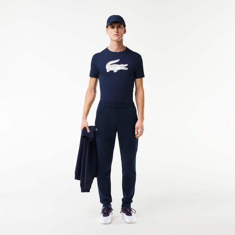 Men's Lacoste Sport 3D Print Croc Jersey T-Shirt Navy Blue White | YXU428965