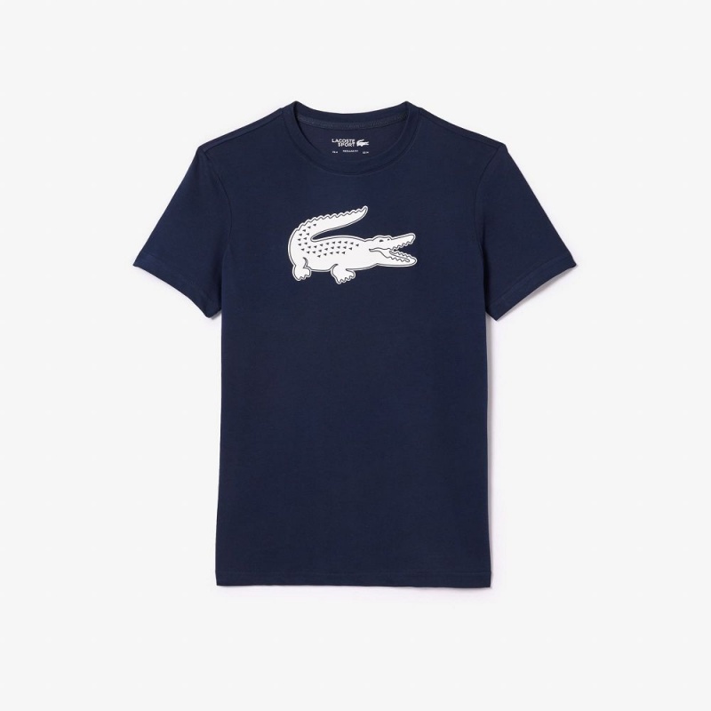 Men's Lacoste Sport 3D Print Croc Jersey T-Shirt Navy Blue White | YXU428965