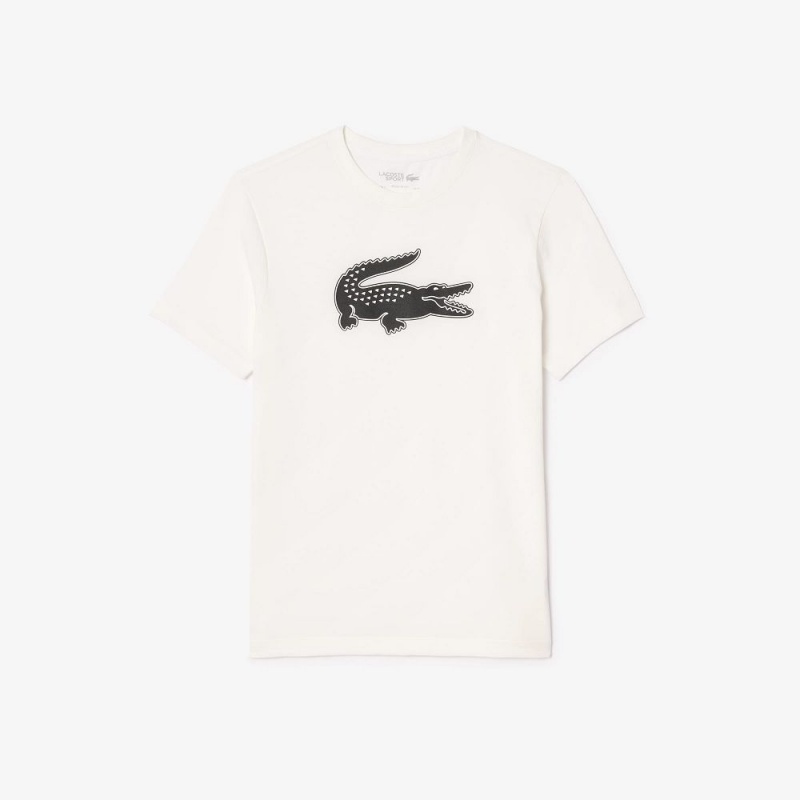 Men's Lacoste Sport 3D Print Croc Jersey T-Shirt White Black | BUS183742