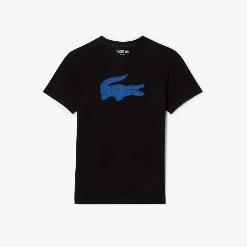 Men's Lacoste Sport 3D Print Croc Jersey T-Shirt Black Blue | UFH658913