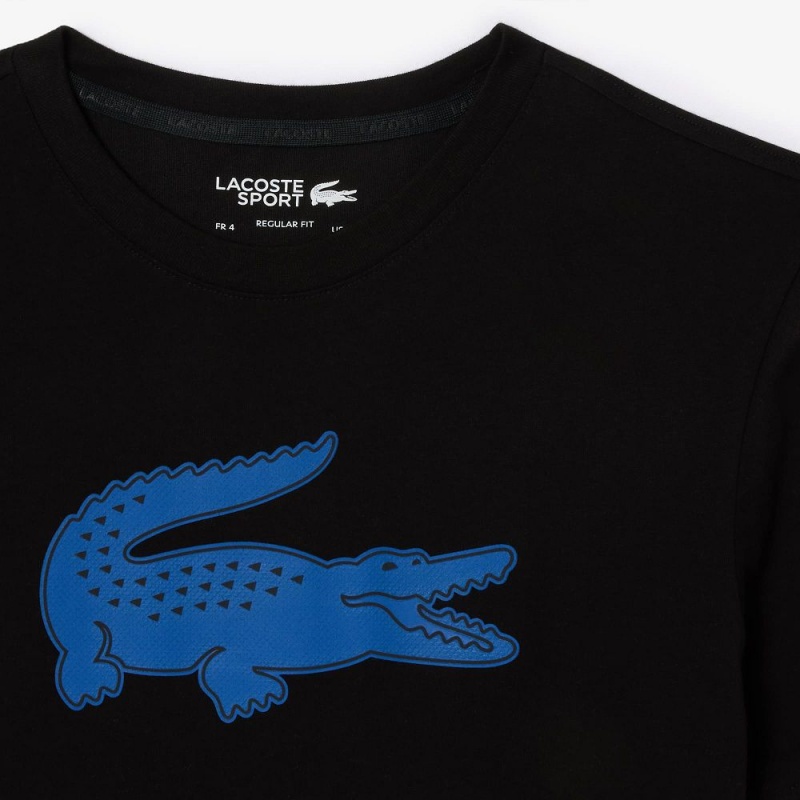 Men's Lacoste Sport 3D Print Croc Jersey T-Shirt Black Blue | UFH658913