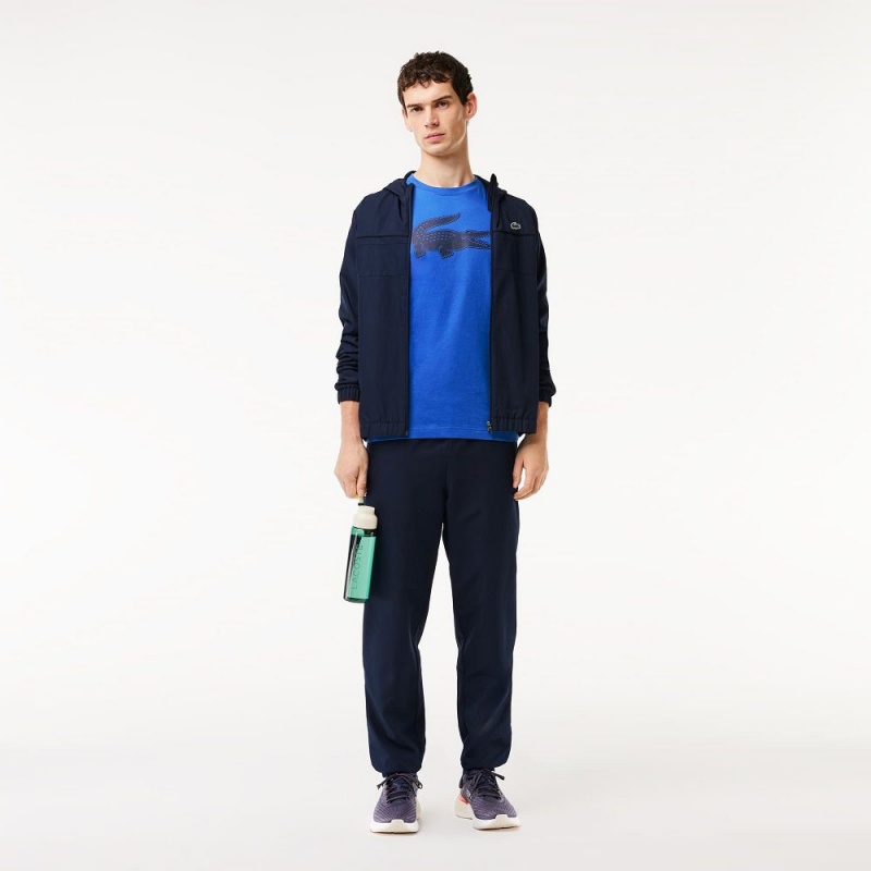 Men's Lacoste Sport 3D Print Croc Jersey T-Shirt Blue Navy Blue | KVT328154