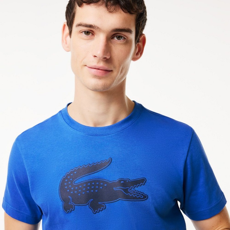 Men's Lacoste Sport 3D Print Croc Jersey T-Shirt Blue Navy Blue | KVT328154