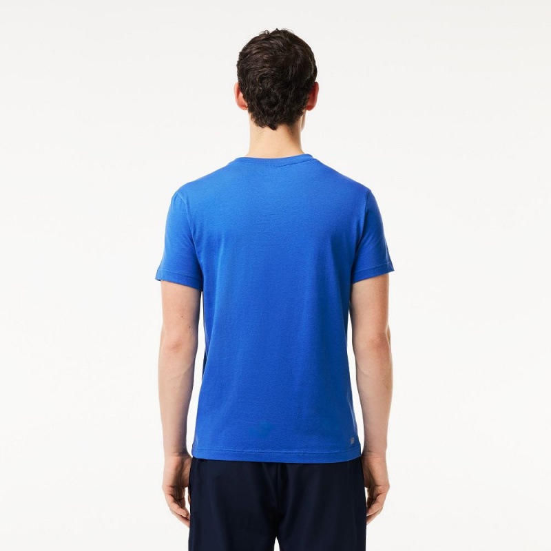 Men's Lacoste Sport 3D Print Croc Jersey T-Shirt Blue Navy Blue | KVT328154