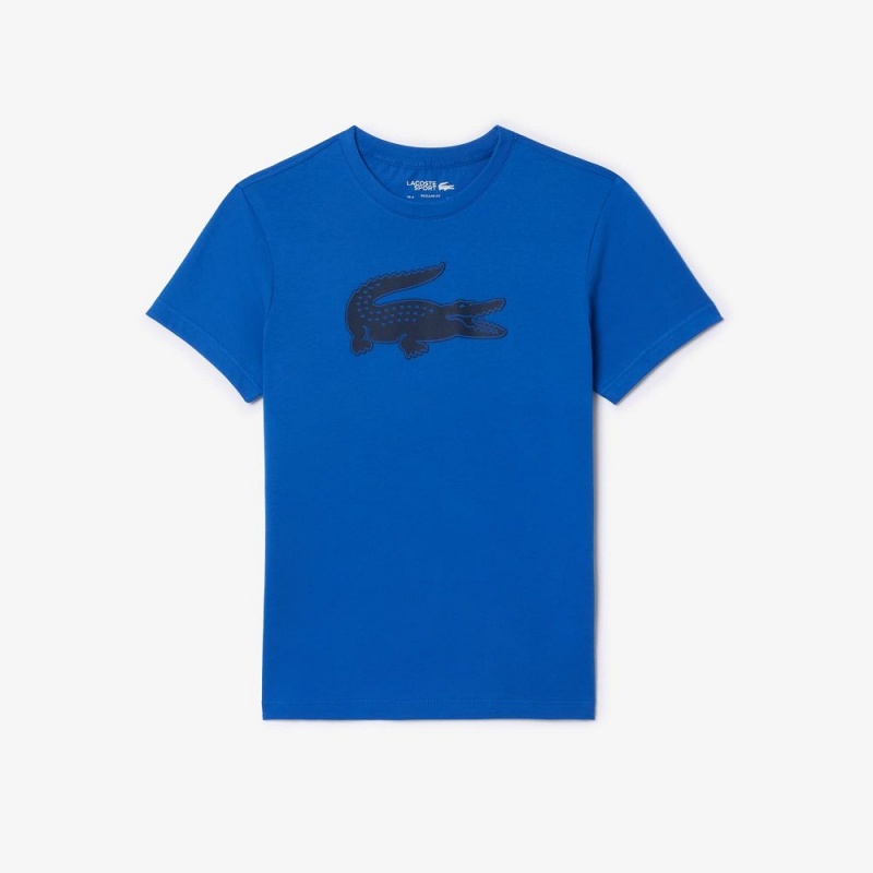 Men's Lacoste Sport 3D Print Croc Jersey T-Shirt Blue Navy Blue | KVT328154