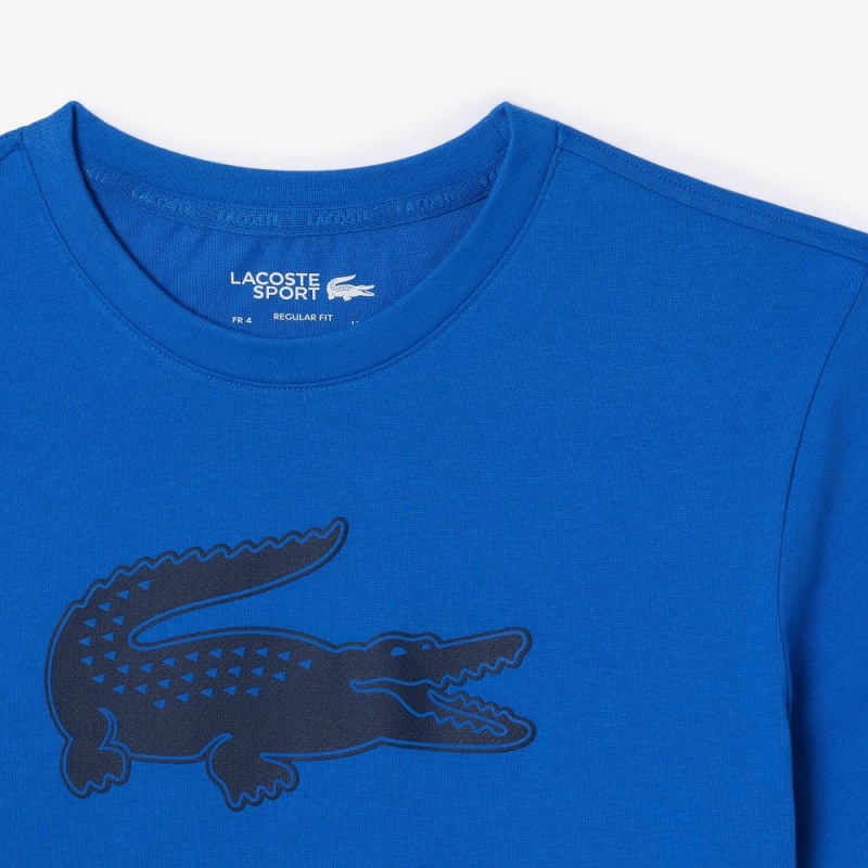 Men's Lacoste Sport 3D Print Croc Jersey T-Shirt Blue Navy Blue | KVT328154