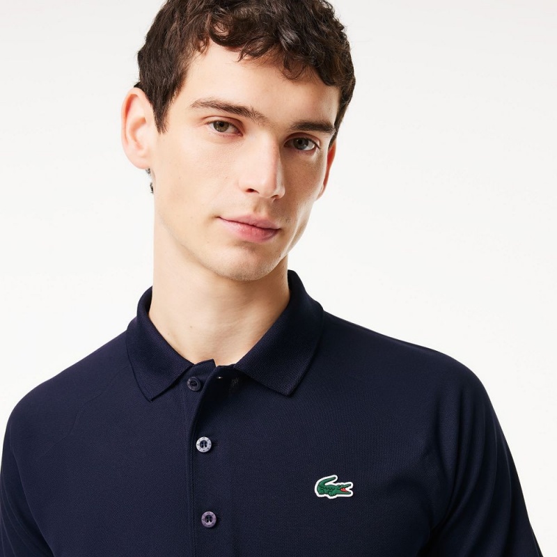 Men's Lacoste Sport Abrasion-Resistant Interlock Polo Shirts Navy Blue | UOT356870