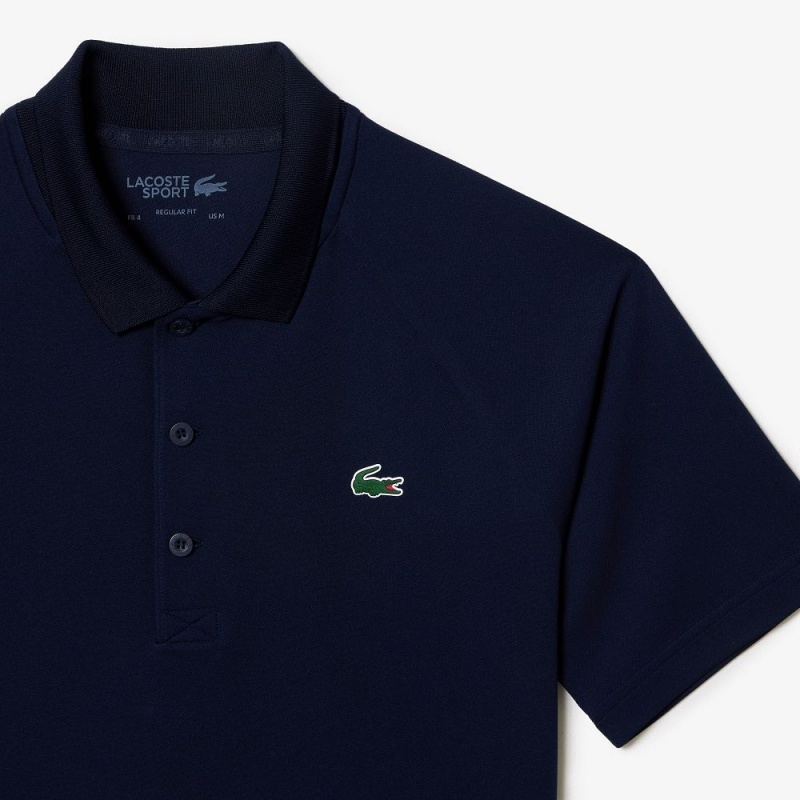 Men's Lacoste Sport Abrasion-Resistant Interlock Polo Shirts Navy Blue | UOT356870