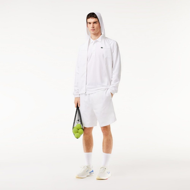 Men's Lacoste Sport Abrasion-Resistant Interlock Polo Shirts White | DMW405372