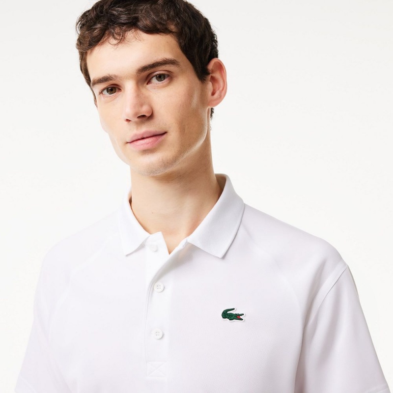 Men's Lacoste Sport Abrasion-Resistant Interlock Polo Shirts White | DMW405372