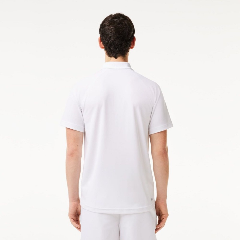 Men's Lacoste Sport Abrasion-Resistant Interlock Polo Shirts White | DMW405372