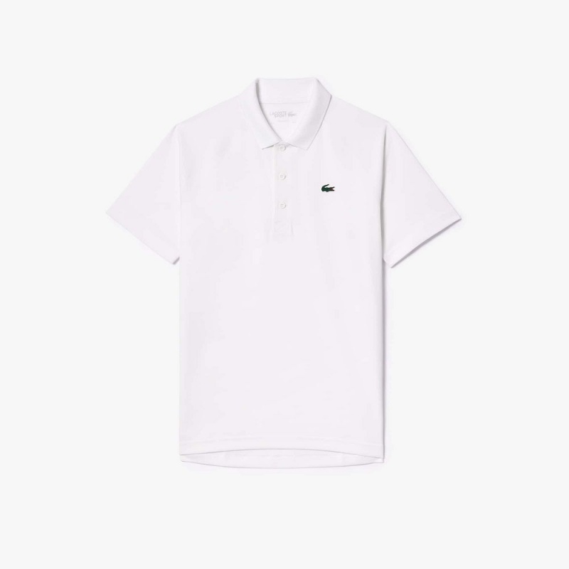 Men's Lacoste Sport Abrasion-Resistant Interlock Polo Shirts White | DMW405372